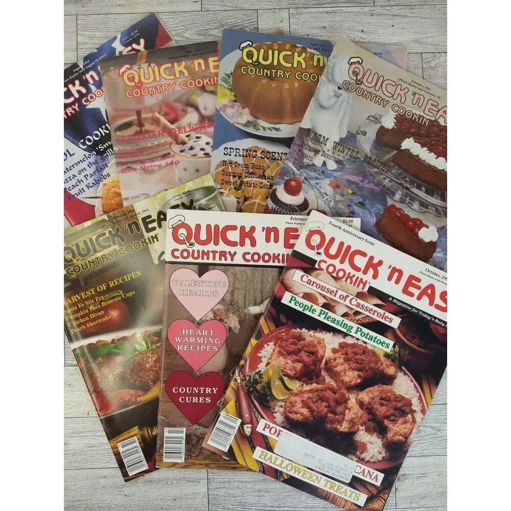 Quick N Easy Country Cookin Lot of 7 1990 1991 1992 1993 Vitg Recipe Magazines